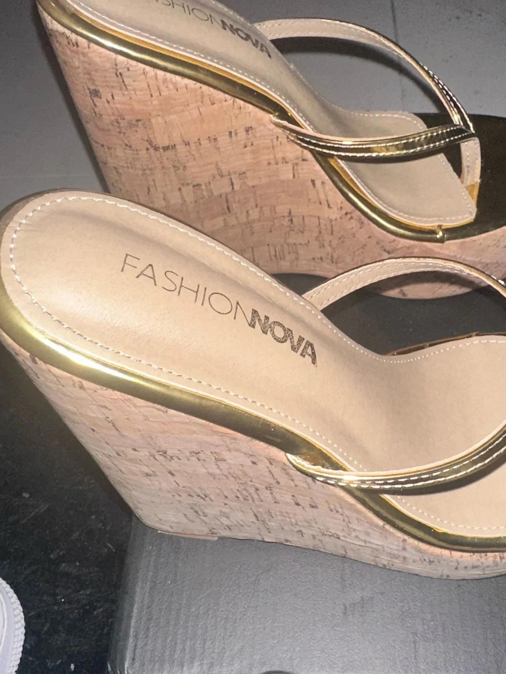 Gold Platform Wedge Flip-Flop Sandals - Women